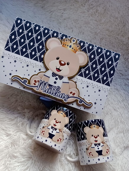 Caica Cartonada com 2 Canecas Convite Padrinhos
