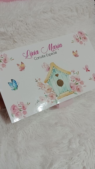 Caica Cartonada com 2 Canecas Convite Padrinhos