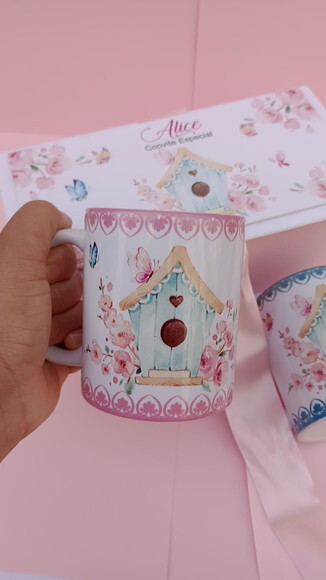 Caixa Cartonada com 2 Canecas Convite Padrinhos