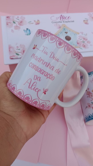 Caixa Cartonada com 2 Canecas Convite Padrinhos