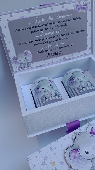 Caixa Cartonada com 2 Canecas Convite Padrinhos
