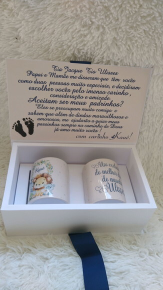 Caixa Cartonada com 2 Canecas Convite Padrinhos