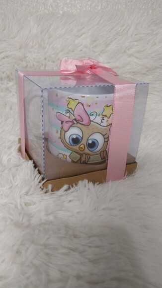 Caneca De cerâmica com caixa em acetato