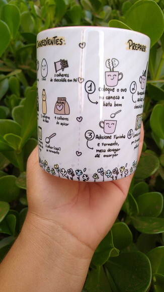Caneca De Cerâmica Interior E Alça Rosa