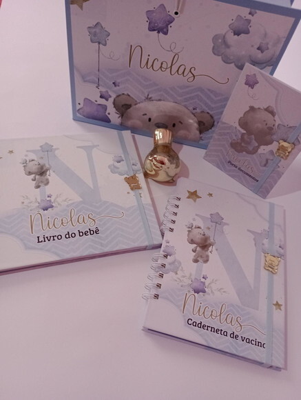 Kit Livro do Bebe Caderneta de Vacina Porta Documento +caixa