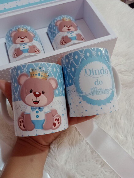 Caica Cartonada com 2 Caneca Convite Padrinhos