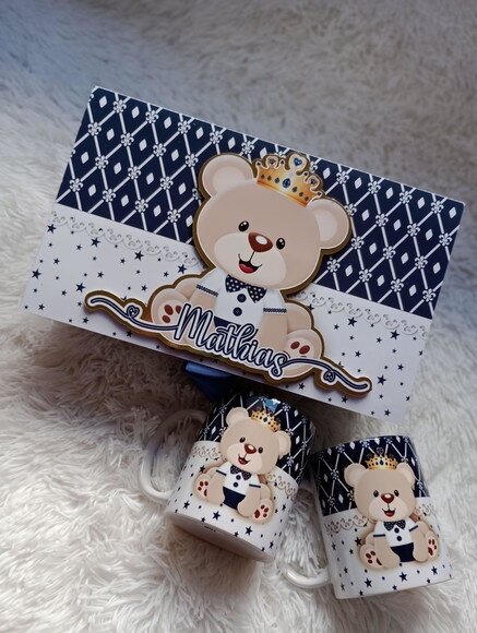 Caica Cartonada com 2 Canecas Convite Padrinhos