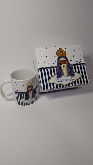Caixa Cartonada com 1 Caneca de Cerâmica Convite Padrinhos
