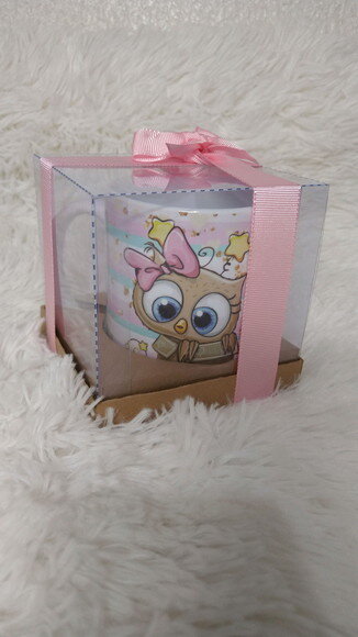 Caneca De cerâmica com caixa em acetato