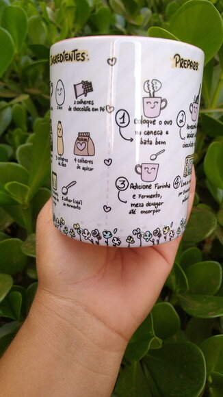 Caneca De Cerâmica Interior E Alça Rosa