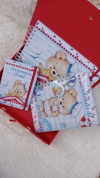 Kit Livro do Bebe Caderneta de Vacina Porta Documento +caixa