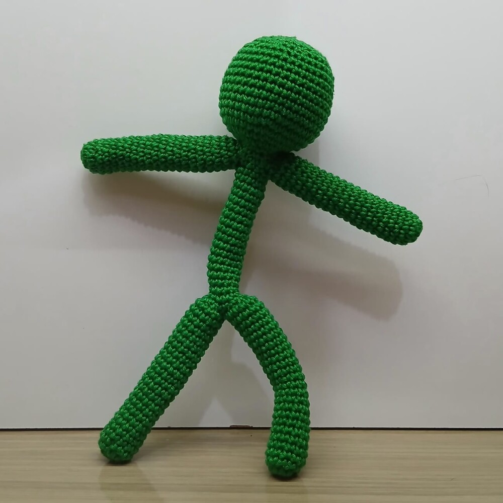 Boneco Homem Palito Amigurumi Articulado Stickman Crochê