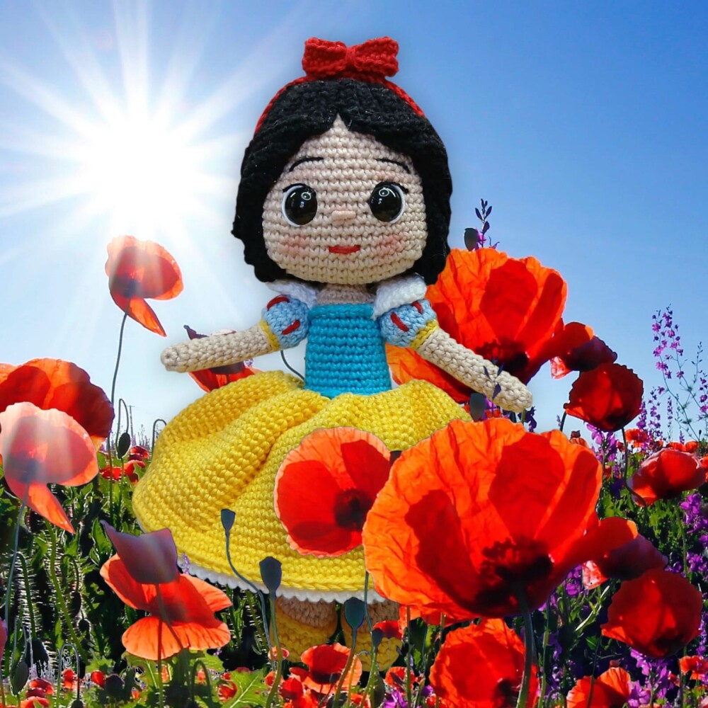 Boneca Bianca de Neve em Amigurumi – Clássico Conto de fadas