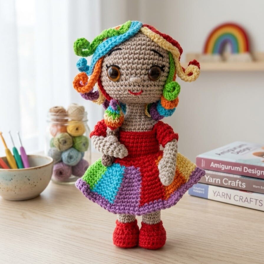 Boneca Íris Amigurumi 22,5cm - Pronta Entrega