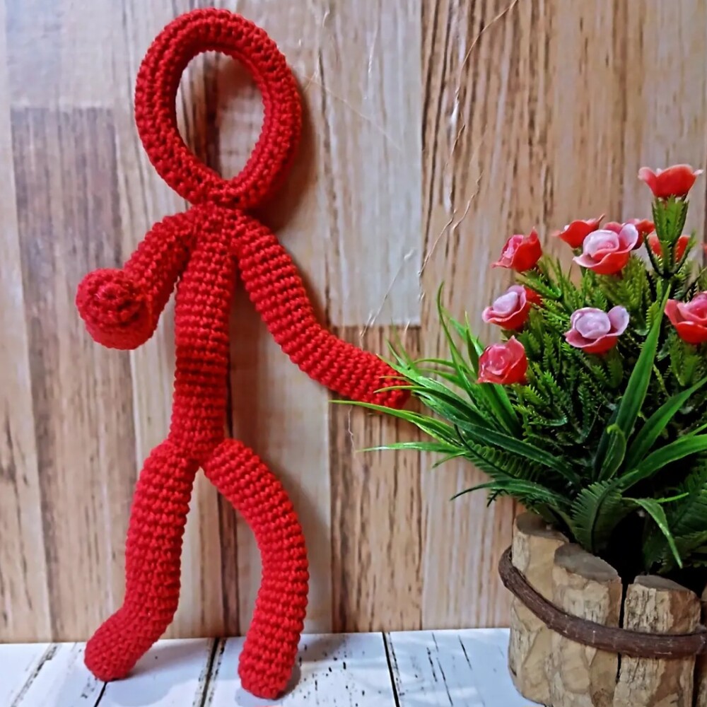 Boneco Homem Palito Amigurumi 25cm - Pronta Entrega Envio Já