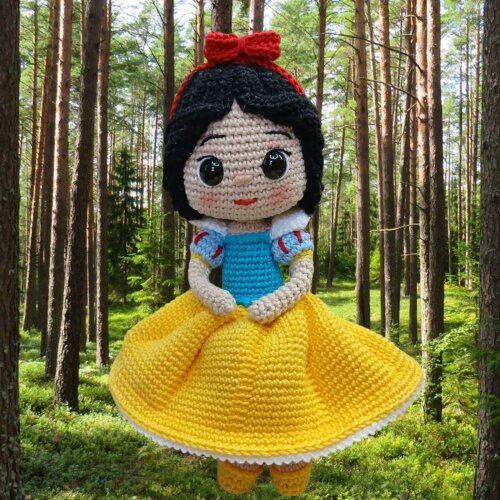 Boneca Bianca de Neve em Amigurumi – Clássico Conto de fadas