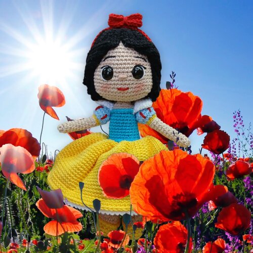 Boneca Bianca de Neve em Amigurumi – Clássico Conto de fadas