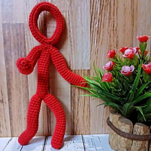 Boneco Homem Palito Amigurumi 25cm - Pronta Entrega Envio Já