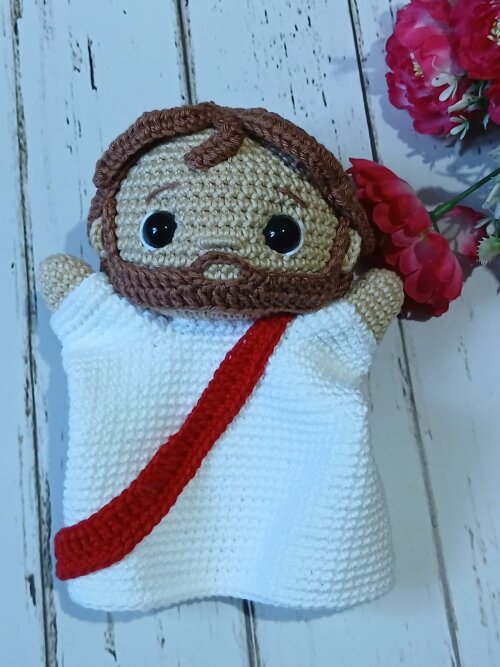 Fantoche de Jesus Amigurumi  16cm - Pronta Entrega