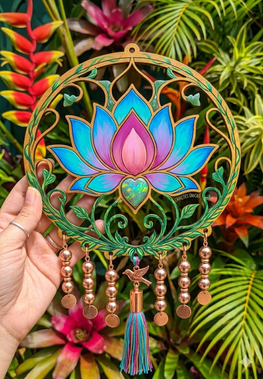 Base Filtro dos Sonhos Flor de Lótus MDF 3mm Vazado