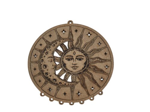 Base Mandala Sol e Lua Portal Celestial MDF 3mm 14x15cm