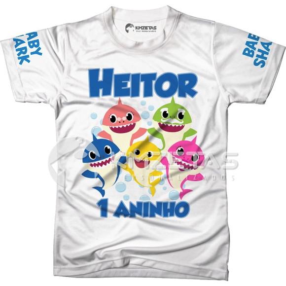 Blusa Baby Shark Infantil Festa Aniversario Personalizada
