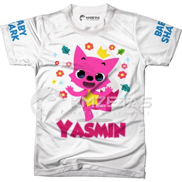 Blusa Baby Shark Menina Infantil Adulto Personalizada