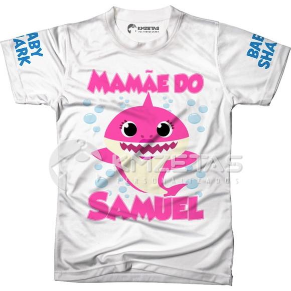 Blusa Baby Shark Mamãe Tubarão Personalizada