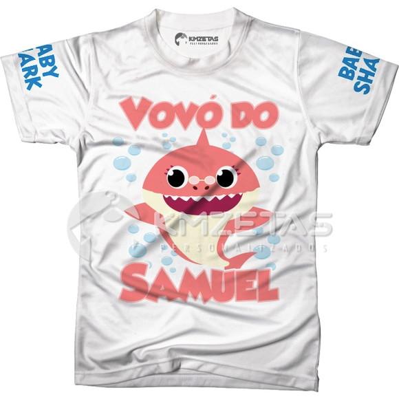 Blusa Baby Shark Vovó Tubarão Personalizada