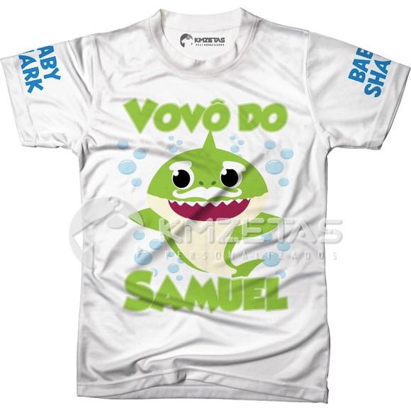 Blusa Baby Shark Vovô Tubarão Personalizada