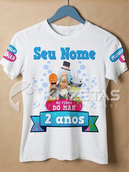 Blusa Bita Festa Infantil Fundo do Mar Camisa Personalizada