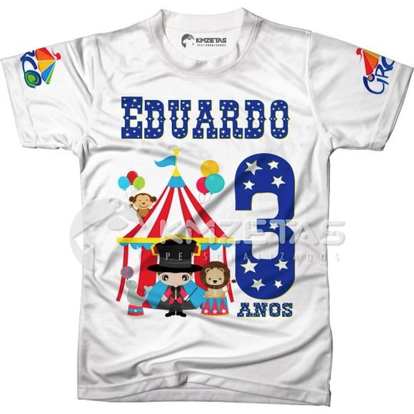 Blusa Circo Infantil Mágico Leão Macaco Foca Balões Festa