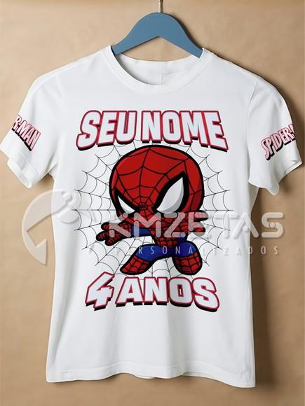 Blusa Homem Aranha Infantil Adulto Personalizada