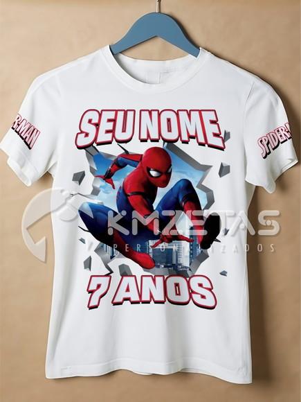 Blusa Homem Aranha Super Heroi Infantil Personalizada