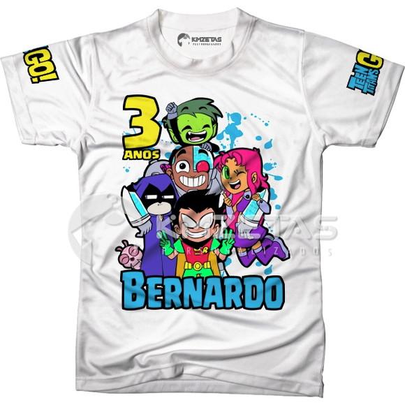Blusa Jovens Titãs Aniversário Infantil Adulto Personalizada