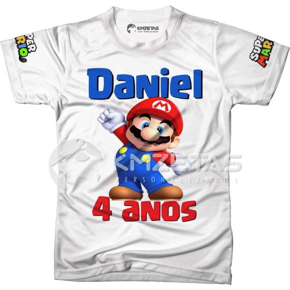 Blusa Mario Bros Festa Aniversário Infantil Personalizada