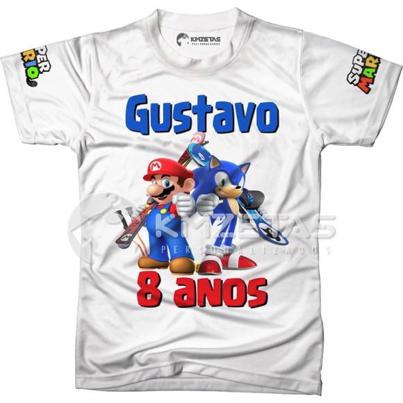 Blusa Mario Bros Sonic Festa Infantil Personalizada