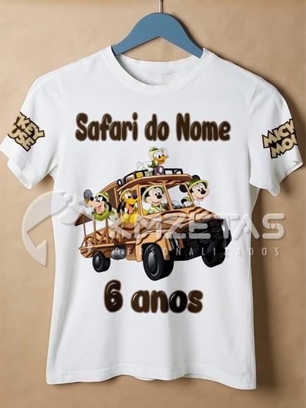 Blusa Mickey Safari Aniversário Infantil Personalizada