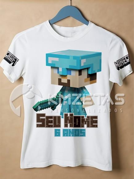 Blusa Minecraft Steve Armadura Diamante Personalizada