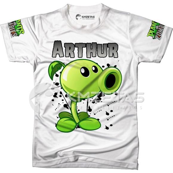 Blusa Plants Vs Zombies Disparervilhas Infantil Adulto