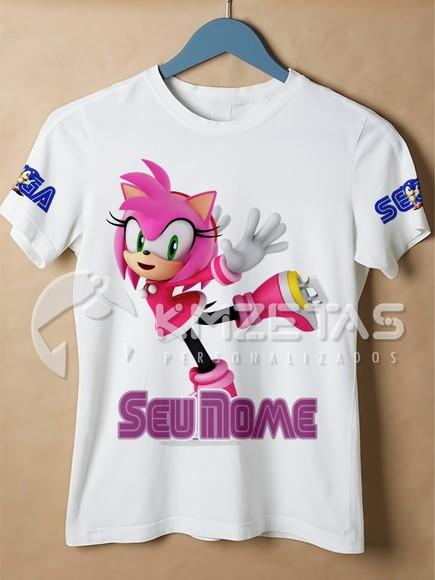 Blusa Sonic Amy Infantil Adulto Personalizada