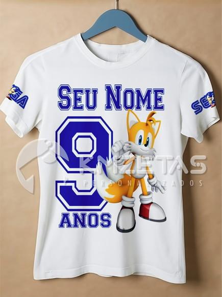 Blusa Sonic Tails Festa Aniversario Infantil Personalizada