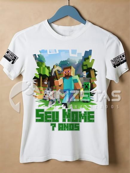 Blusa Steve Minecraft Festa Aniversario Personalizada