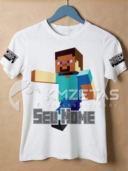 Blusa Steve Minecraft Game Infantil Adulto Personalizada