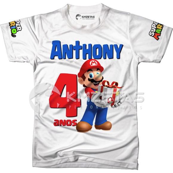 Blusa Super Mario Bros Festa Infantil Personalizada