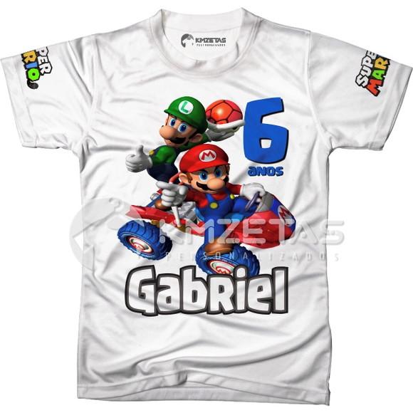 Blusa Super Mario Bros Festa Mario Kart Personalizada