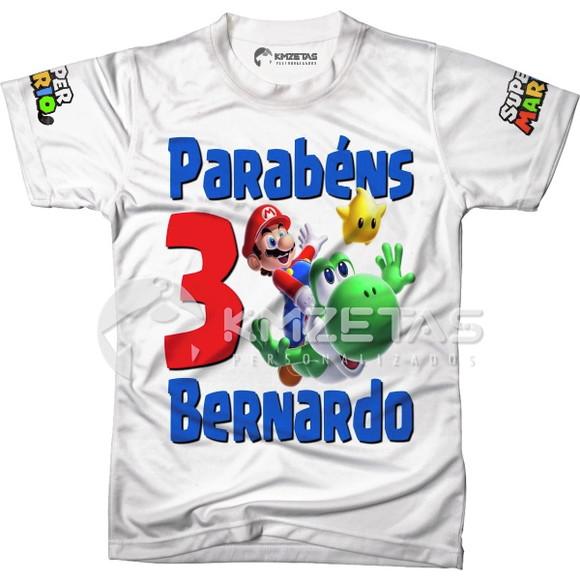 Blusa Super Mario Bros Galaxy Festa Infantil Personalizada