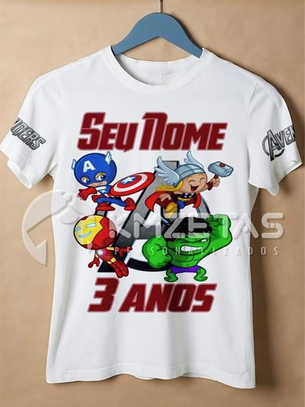 Blusa Vingadores Avengers Camisa Infantil Personalizada