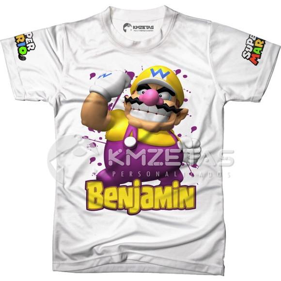 Blusa Wario Super Mario Bros Waluigi Infantil Personalizada