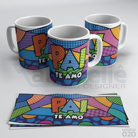 Caneca Dia dos Pais Personalizada - Pai te Amo Romero Brito